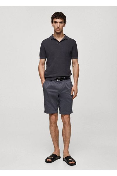 MANGO Man Pleated Cotton Bermuda Shorts