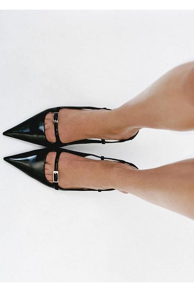 MANGO Woman Buckle and Open Back Heeled Shoes