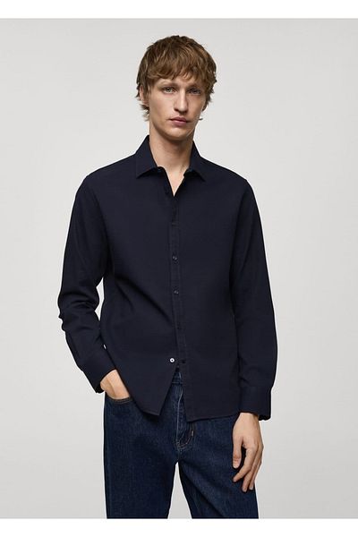 MANGO Man Regular Cut Molded 100% Cotton Shirt