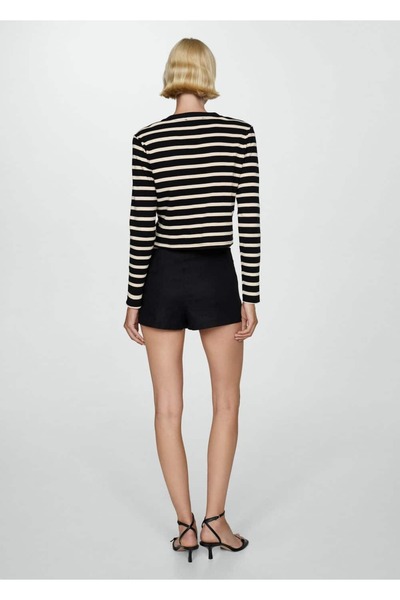 MANGO Woman Düğmeli çizgili hırka