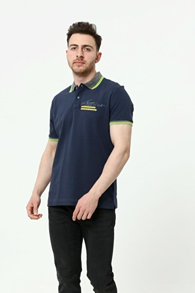 Arma Чоловіча темно-синя футболка з коміром-поло Y22374300601