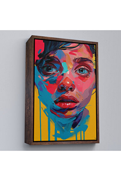 Oxyteez Pictură de fată drăguță cu cadru din lemn cu aspect de pictură în ule...