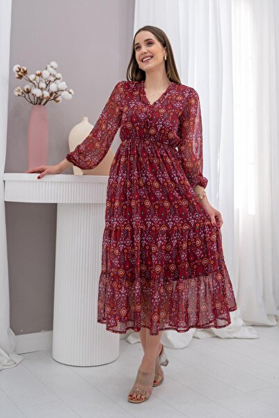 Elbee Fashion Woman Rochie din sifon cu model