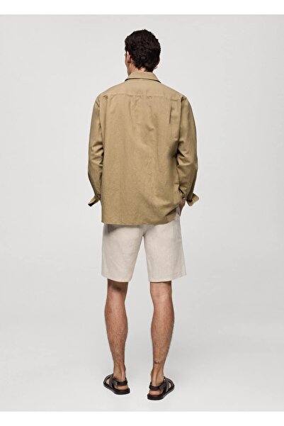 MANGO Man Klasik Kesim Keten Gömlek