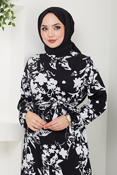 hafsamina Yonca Καλοκαιρινό Φόρεμα Βισκόζης Μαύρο HM2410