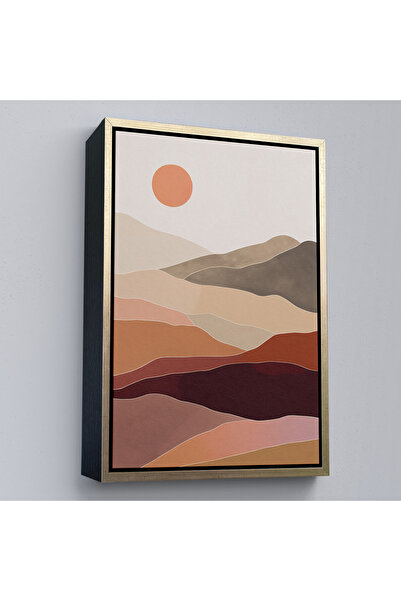 Oxyteez Peisaj solar abstract peste munți cu cadru din lemn Tablo-7661