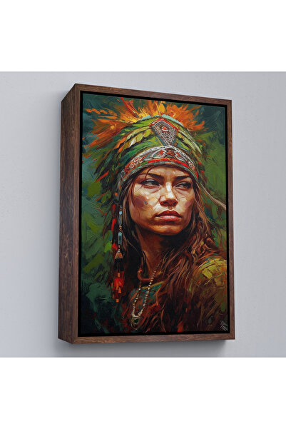 Oxyteez Tablou indiencă de fată frumoasă cu rame din lemn-7774