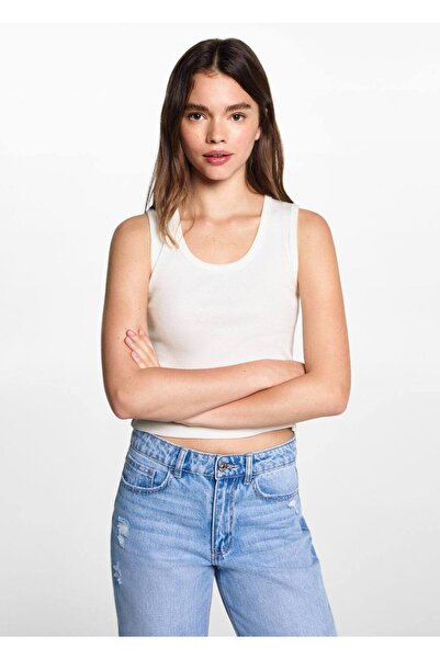 Mango Teen Elastična pletena pamučna bluza