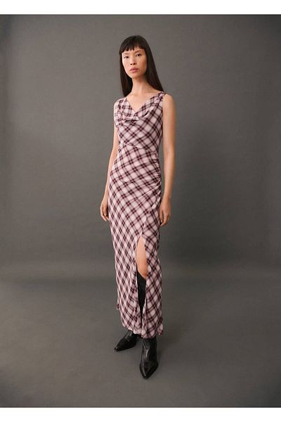MANGO Woman Rochie cu model pătrat de lungime midi