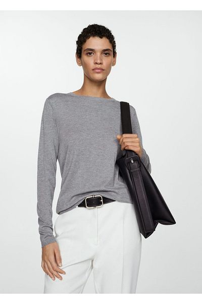 MANGO Woman Thin knitwear round neck sweater