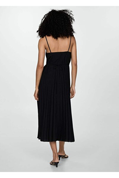 MANGO Woman Bağ detaylı pilili elbise