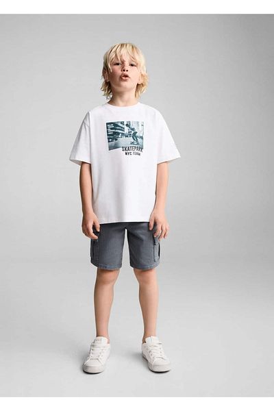 MANGO Kids Βαμβακερό μπλουζάκι με σχέδιο βάρκα
