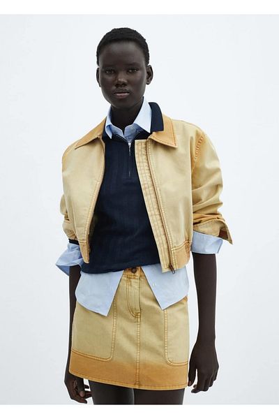 MANGO Woman Bomberjacke mit gebrauchten Effekten