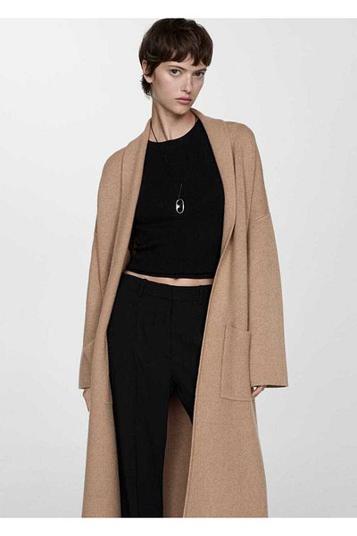 MANGO Woman Oversize Strickmantel mit Taschen