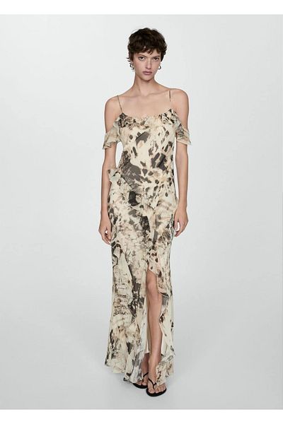 MANGO Woman Animal Patterned Flounce Dress