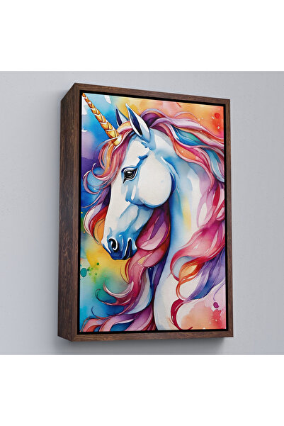 Oxyteez Tablou drăguț cu unicorn colorat cu cadru din lemn-7919