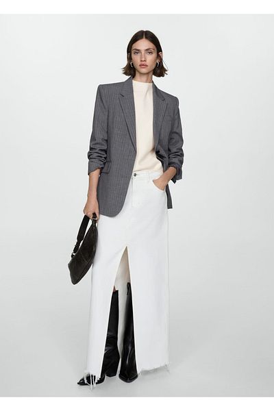 MANGO Woman Perkins Collar Cut Sweater