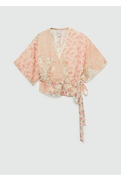 MANGO Woman Çiçek Desenli Anvelop Bluz
