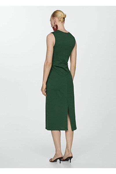 MANGO Woman Drape detaylı midi elbise
