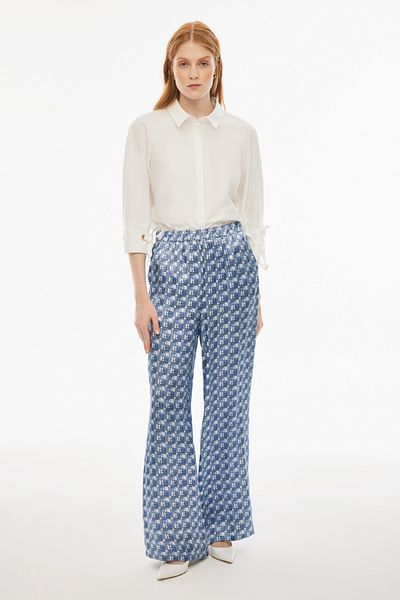 Perspective Pantaloni de damă Drinas de culoare albastră - potrivire confortabilă, lungime lungă, picior lat