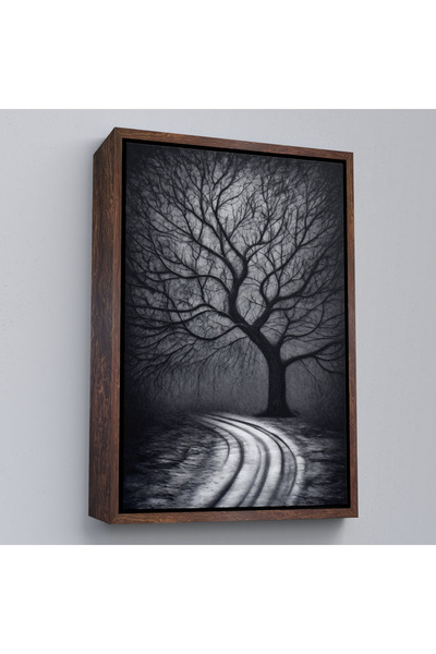 Oxyteez Tablou de copac misterios în întuneric cu cadru din lemn-7508