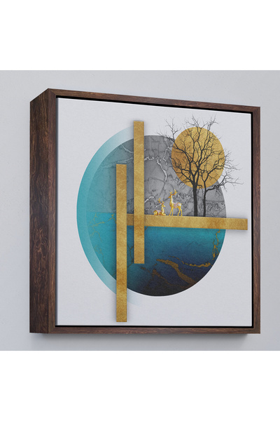 Oxyteez Pictură decorativă cu geometrie abstractă cu cadru din lemn-8308