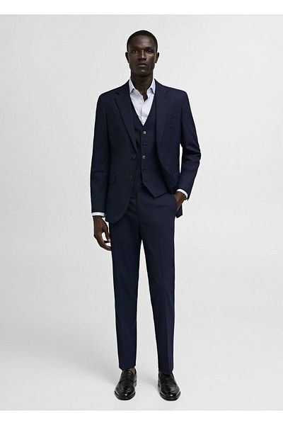 MANGO Man Slim Fit pruhovaná košile se šňůrou