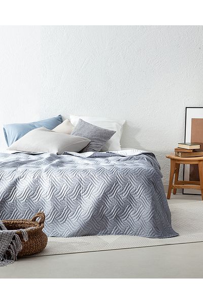 Madame Coco Brie King Size Printed Bedspread - Gray