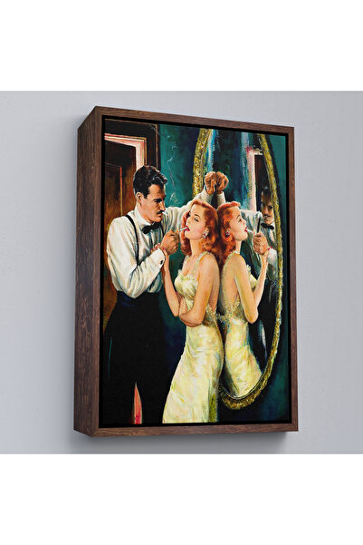 Limitless Wood Framed Arthur Sarnoff - Man Smoking a Woman's Cigarette in the 1950S Painting-7955