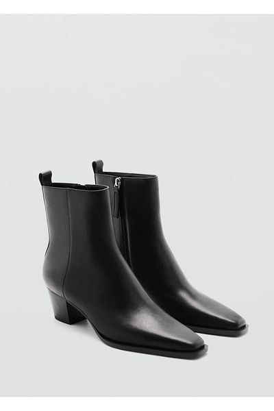 MANGO Woman Lederstiefel mit kurzem Absatz