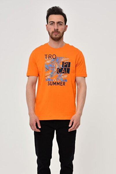 Arma Ανδρικό μπλουζάκι με πορτοκαλί λαιμόκοψη Y 22344402501