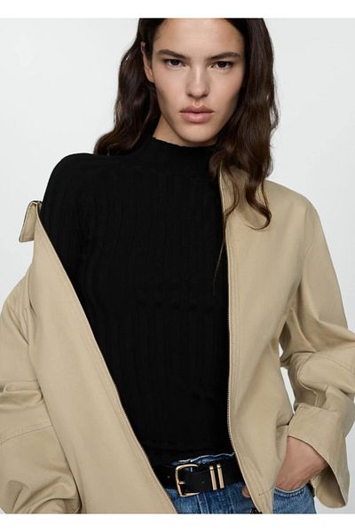 MANGO Woman High Collar Ribbed Sweater
