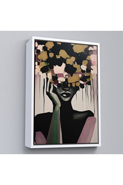 N NOXXO Pictură abstractă de femeie cu cap de floare într-un cadru din lemn-7833