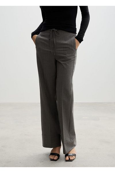 MANGO Woman Straight-Cut Chalk Striped Trousers