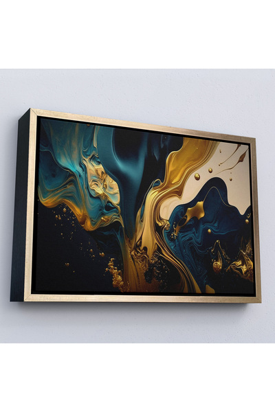 Oxyteez Rama din lemn de vopsea aurie si albastra Flux Table-7234