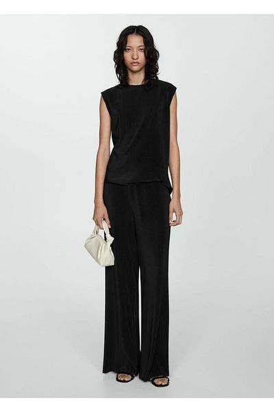 MANGO Woman Pleated Sleeveless Blouse