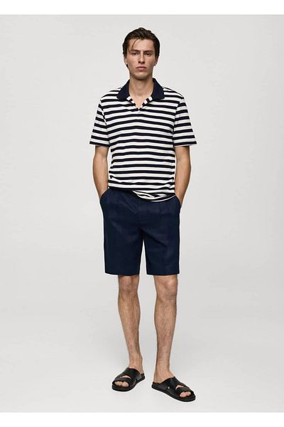 MANGO Man Gestreiftes Poloshirt aus Piqué-Baumwolle mit normaler Passform
