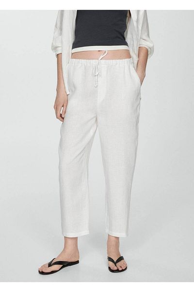 MANGO Woman Plátěné jogger kalhoty