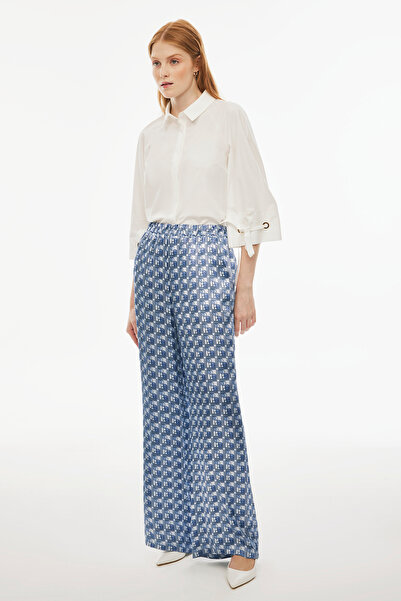 Perspective Drinas Rahat Kalıp Uzun Boy Geniş Paça Mavi Renk Kadın Pantolon