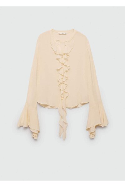 MANGO Woman Uzun kollu volanlı gömlek