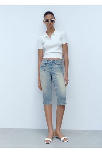 MANGO Woman Capri Jean - Croială dreaptă