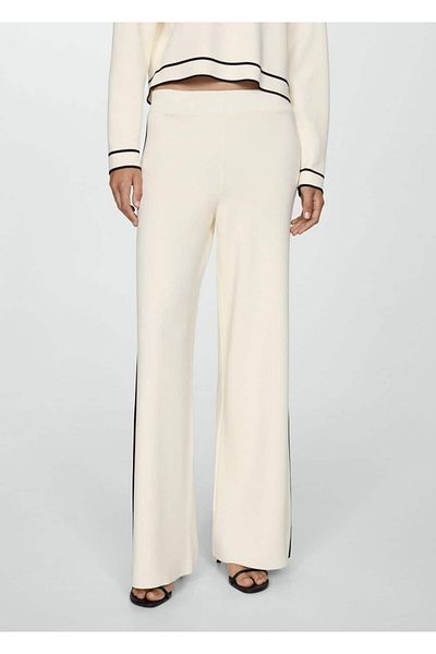 MANGO Woman Knitwear Trousers with Sides Contrast Stripes