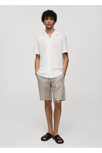 MANGO Man Slim Fit 100% Linen Bermuda Shorts