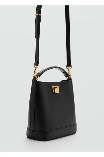 MANGO Woman Mini Shopper Bag with Metallic Detail