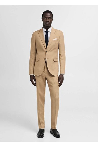 MANGO Man Spodnie Slim Fit wykonane w 100% z lnu