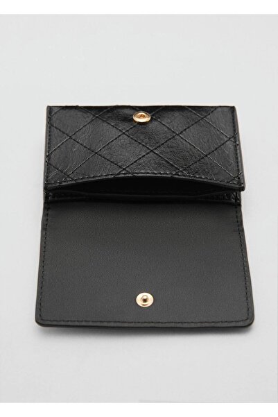 MANGO Woman Dekoratif dikişli kapaklı bozuk para cüzdanı