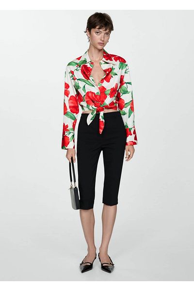 MANGO Woman Shirt with pattern and bow