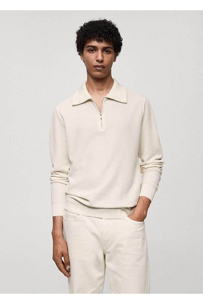 MANGO Man Pulover modelat cu gât cu fermoar