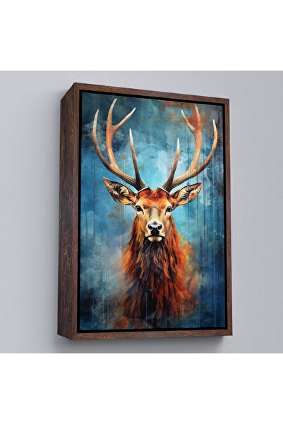 Oxyteez Pictură în acuarelă de cerb cu cadru din lemn-7536
