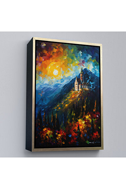 Oxyteez Peisaj de castel pe munte cu cadru din lemn Tablo-7996